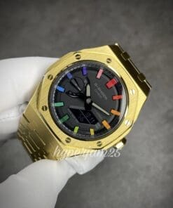 Gold colour CasiOak rainbow index custom on GA2100
