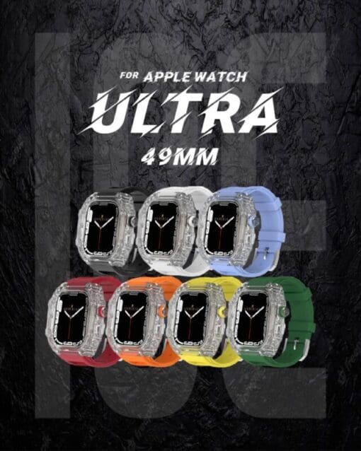 apple watch ultra clear case 49mm silicon strap sport