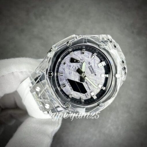 dial view of CasiOrlinski - Clear White Meteorite