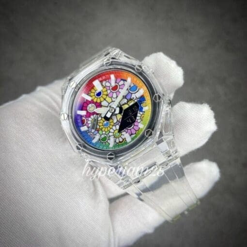 front view of CasiOak Prime - Clear Rainbow Murakami Flower