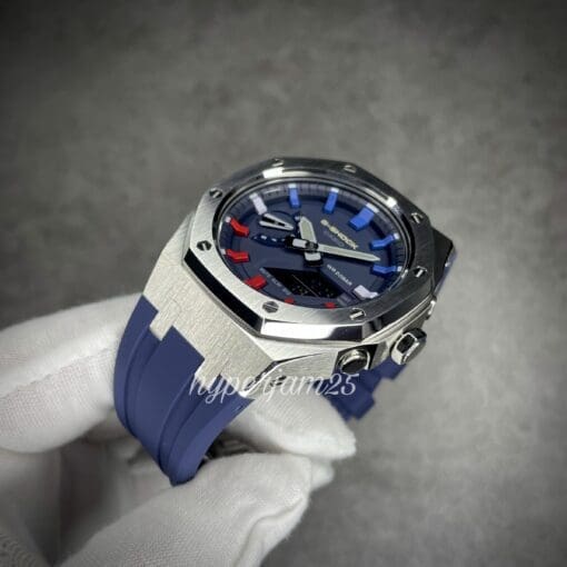 side view of custom casioak gshock ga2100 pepsi