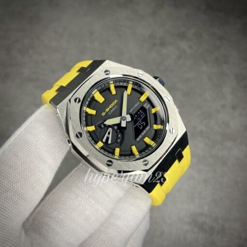 front view 2 of custom casioak gshock ga2100 yellow