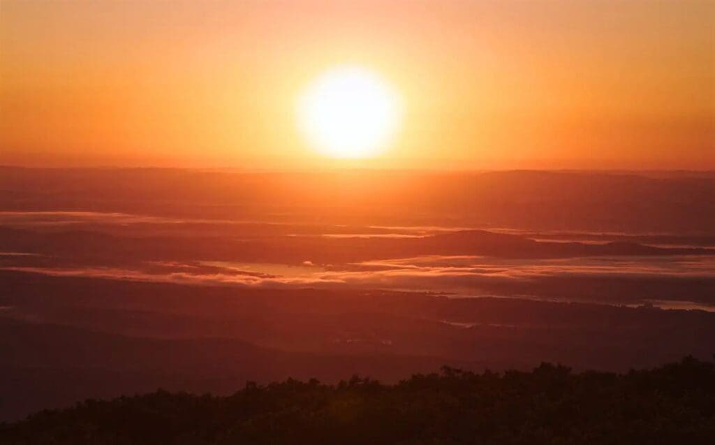 Beautiful sunrise from the top of mountain
