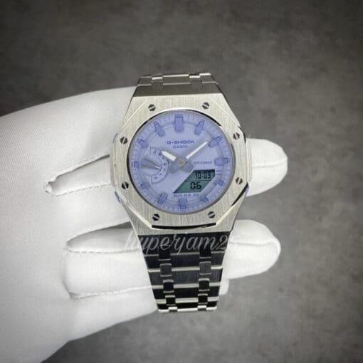 CasiOak Purple stainless steel watch, inspired by the Paris Olympics 2024, top view