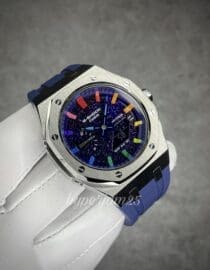 Silver Custom Gshock CasiOak with starry dial and rainbow index