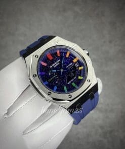 Silver Custom Gshock CasiOak with starry dial and rainbow index